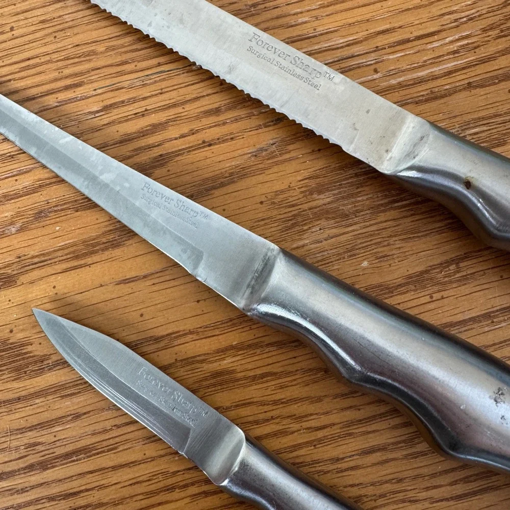 Forever Sharp Surgical Stainless Steel Knife‎ Set 3 Piece Serrated Fillet Paring